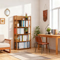 55.5" H x 26.4" W 5-Tier Open Bookcase Bamboo Bookshelf, Freestanding Display Storage Shelves for Bedroom Living Room Office
