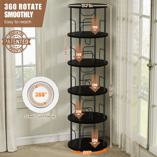 360° Rotating Bookcase, Storage And Display Spinning Corner Bookshelf For Home Office And Living Room