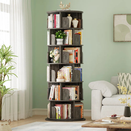 360° Rotating Bookshelf, 6 Tiers Corner Shelf, Rotating Bookcase For Bedroom, Living Room