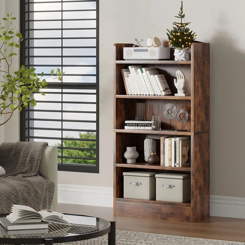 5-Shelf Multi-Functional Modern Wood Bookcase