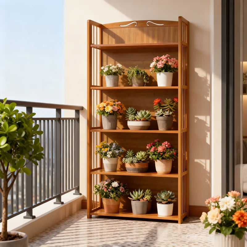 55.5" H x 26.4" W 5-Tier Open Bookcase Bamboo Bookshelf, Freestanding Display Storage Shelves for Bedroom Living Room Office