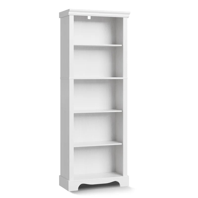 5-Tier Bookcase 61" H Tall, Wooden Bookshelf with one Adjustable Shelves