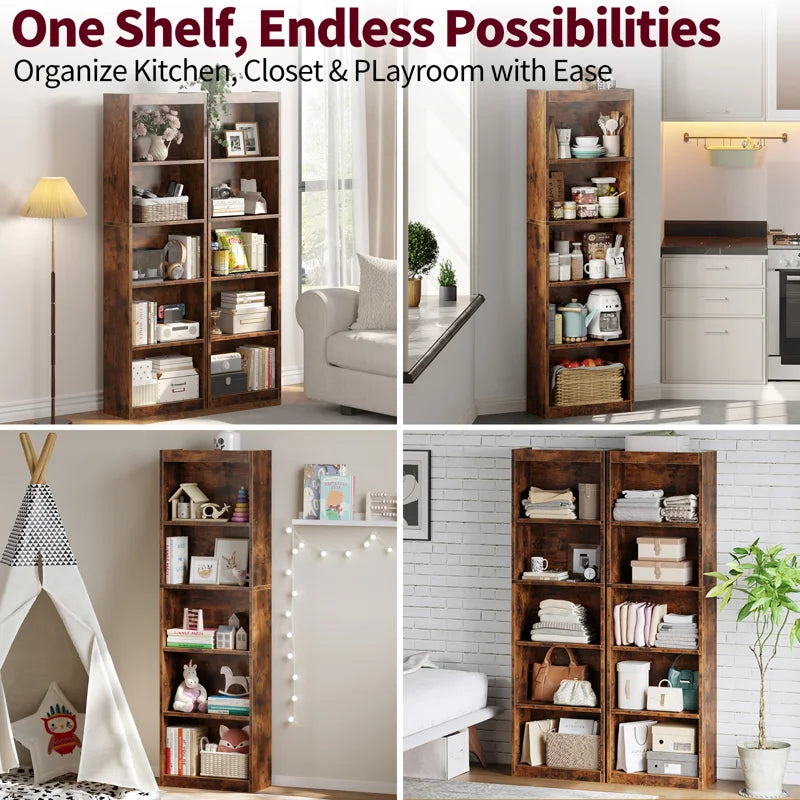 5-Tier Bookcase, Book Shelf, Open Storage Shelf, for Living Room, Home Office, Dinning Room