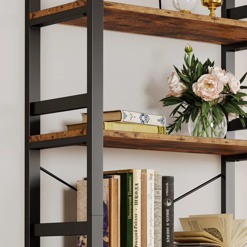 Bookshelf, 31.5In Wide Shelf 6 Tier Bookcase, 70Lbs/Shelf Industrial Bookshelves