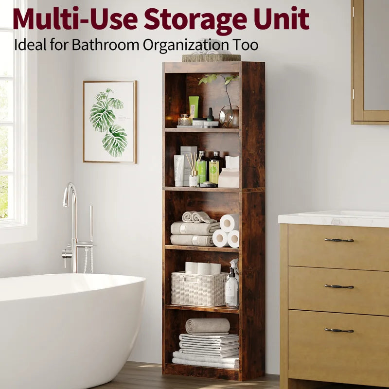 5-Tier Bookcase, Book Shelf, Open Storage Shelf, for Living Room, Home Office, Dinning Room
