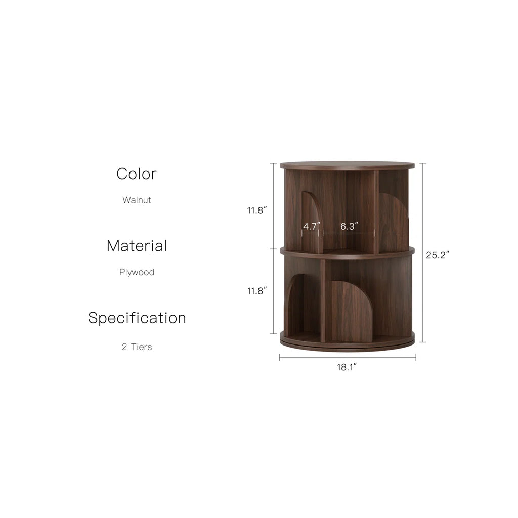 Rotating Bookshelf, 2 Tier Small Bookcase Corner Shelves Display Storage Tower Space-saving Revolving For Small Space