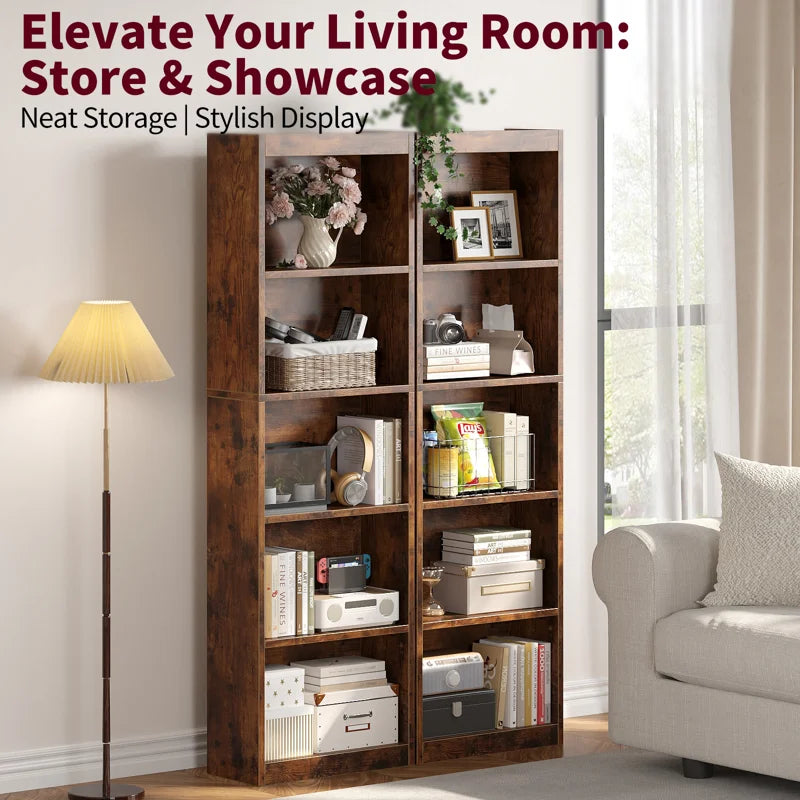 5-Tier Bookcase, Book Shelf, Open Storage Shelf, for Living Room, Home Office, Dinning Room