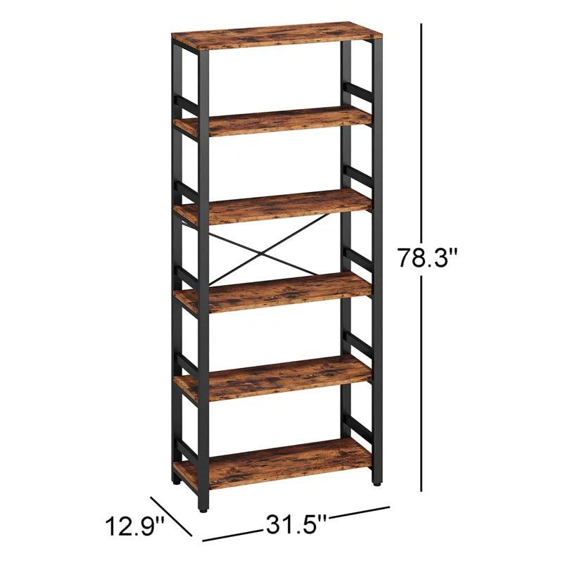 Bookshelf, 31.5In Wide Shelf 6 Tier Bookcase, 70Lbs/Shelf Industrial Bookshelves