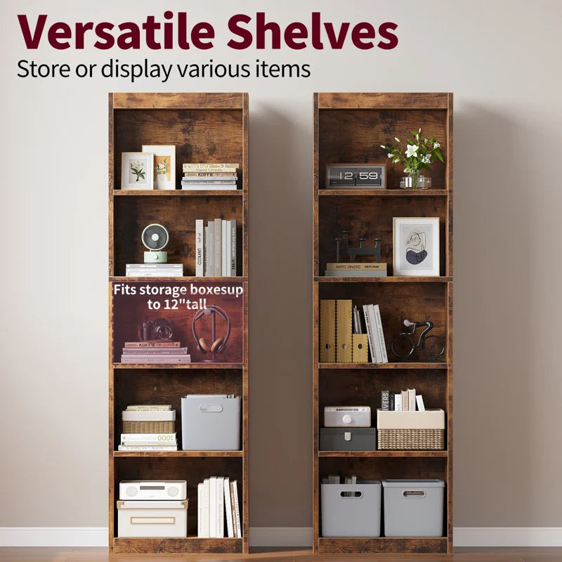 5-Tier Bookcase, Book Shelf, Open Storage Shelf, for Living Room, Home Office, Dinning Room