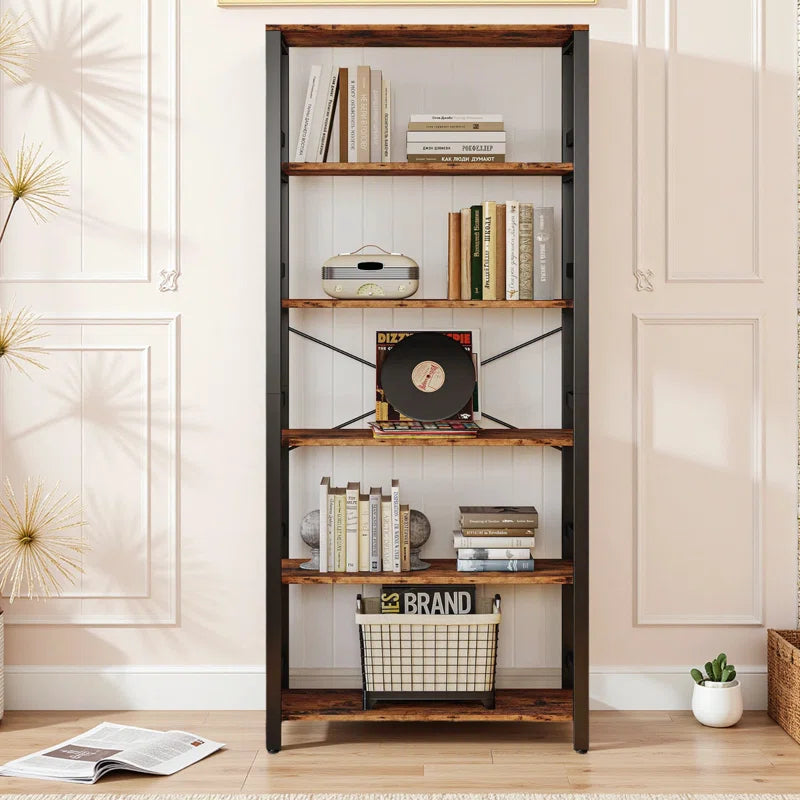 Bookshelf, 31.5In Wide Shelf 6 Tier Bookcase, 70Lbs/Shelf Industrial Bookshelves