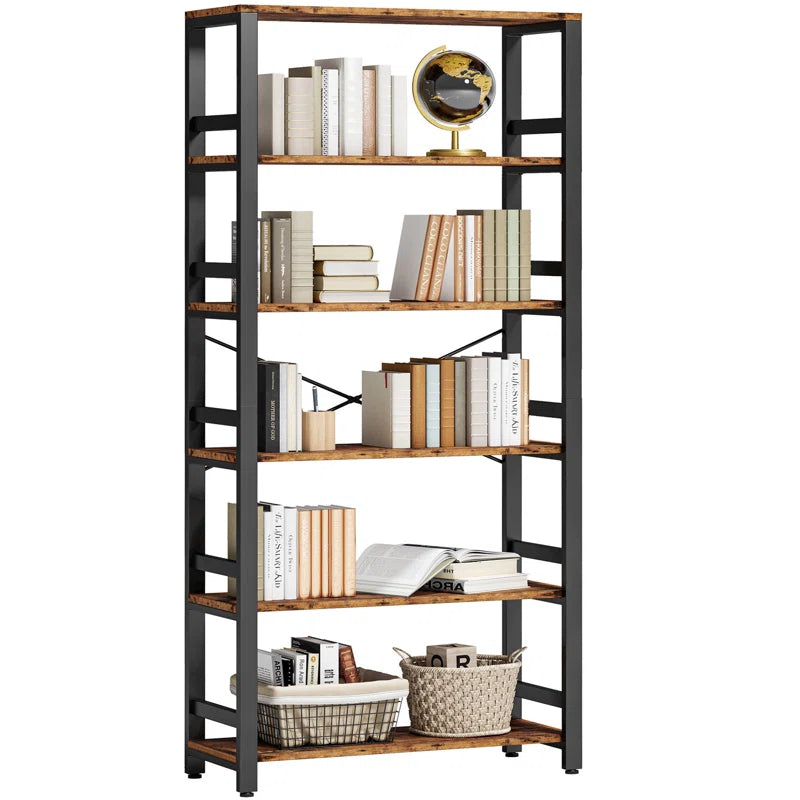 Bookshelf, 31.5In Wide Shelf 6 Tier Bookcase, 70Lbs/Shelf Industrial Bookshelves